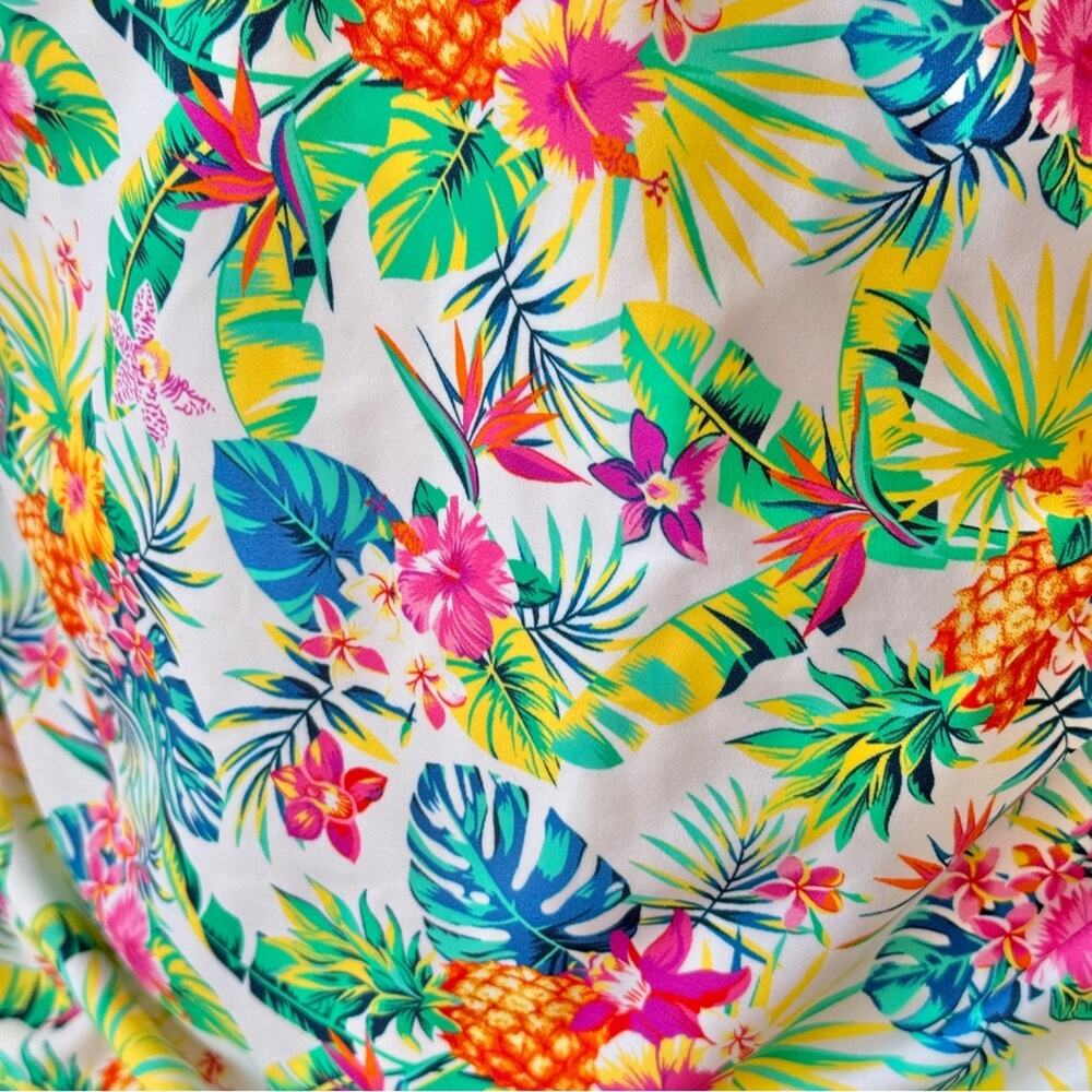Firpearl White Tropical Pineapple Palm Halter Pin Up One Piece Swimsuit Size 12 - Picture 5 of 9
